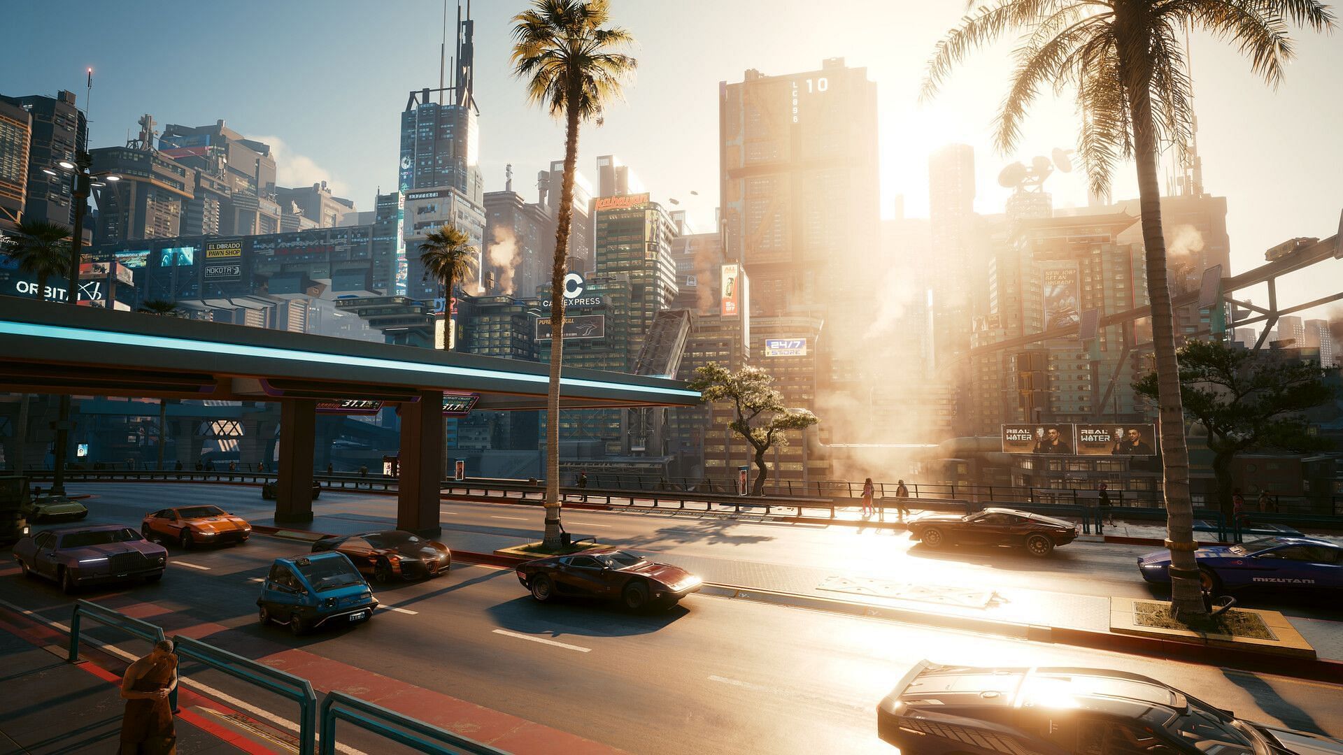 Daytime in Night City looks as impressive as nighttime (Image via CD Projekt RED)