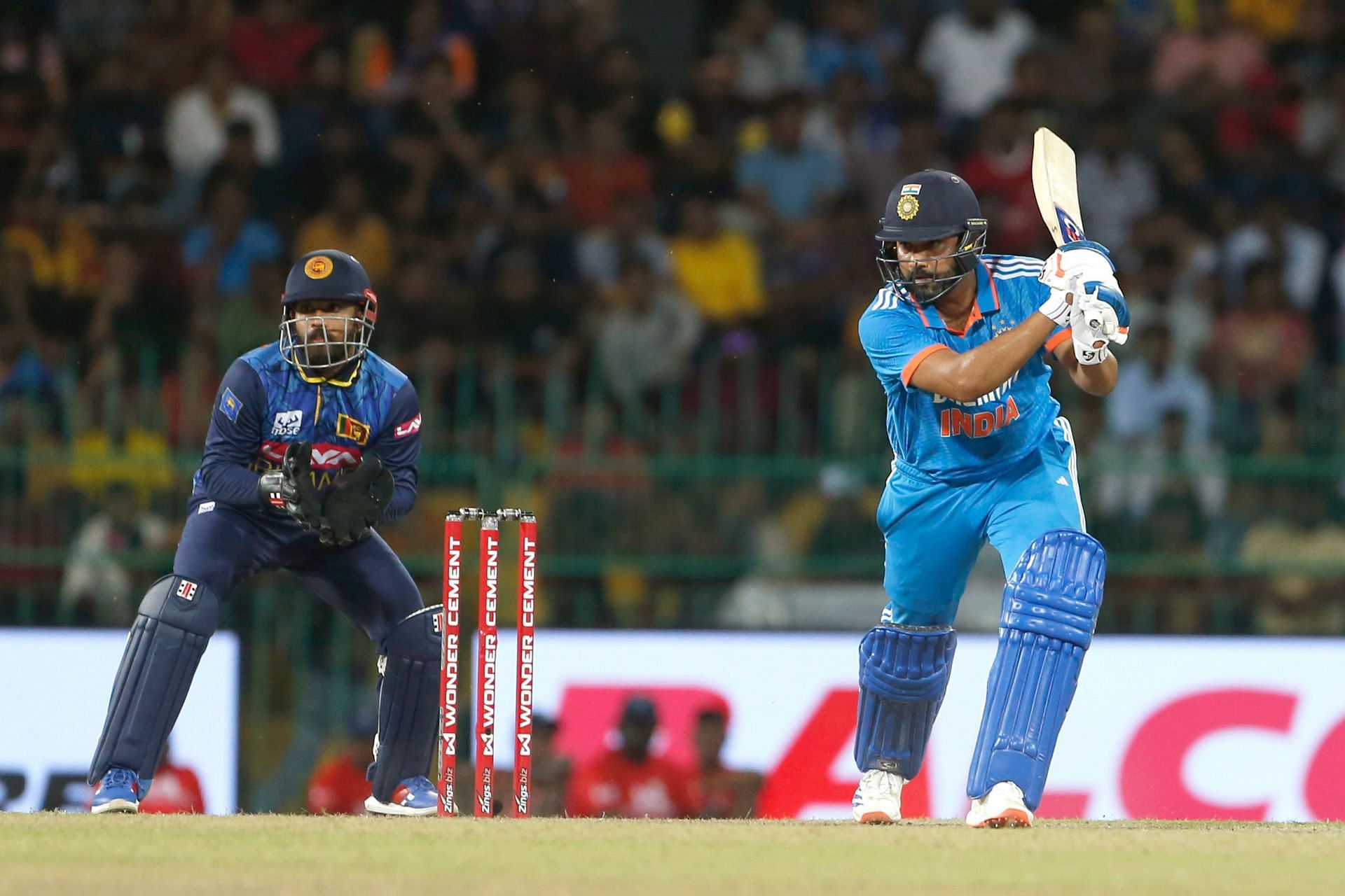 Rohit Sharma in action during the 1st IND vs SL ODI. (Image: BCCI/X)