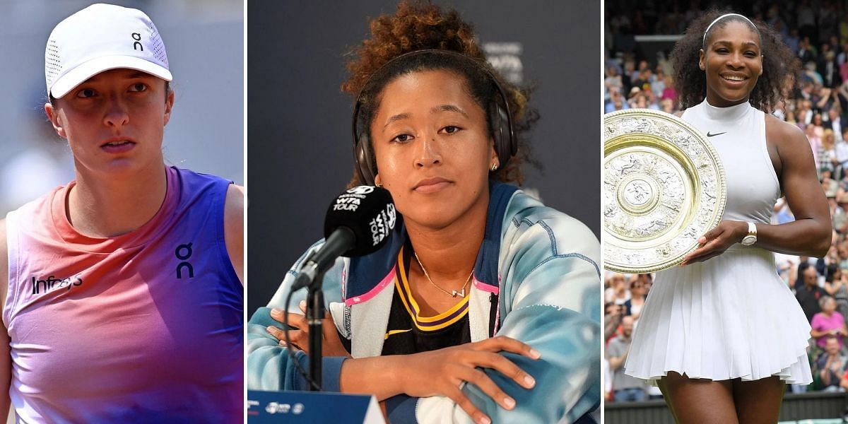 Iga Swiatek (L), Naomi Osaka (C), and Serena Williams. (Images: Getty)