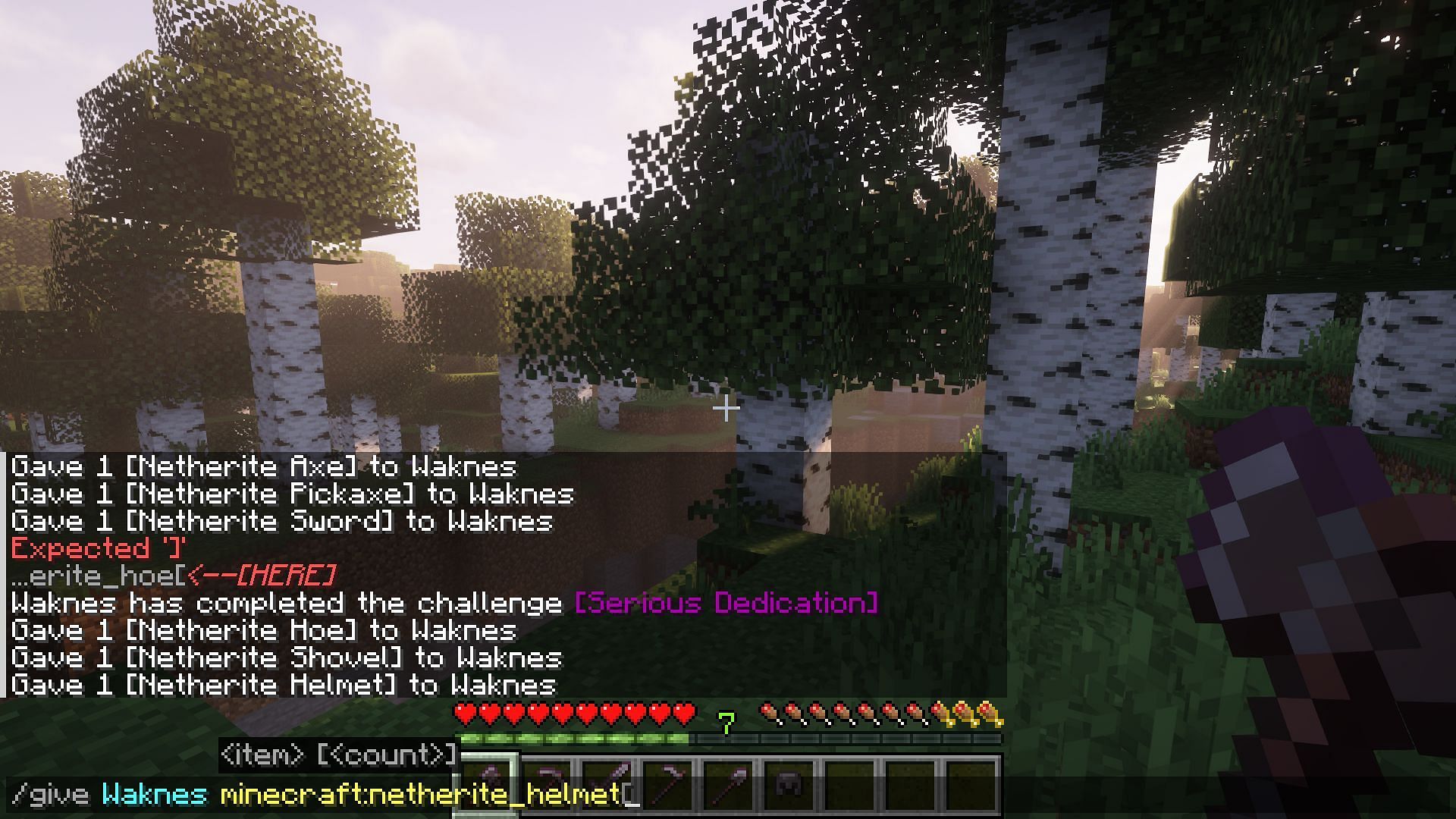 Commands are a quick way to get full netherite gear (Image via Mojang)