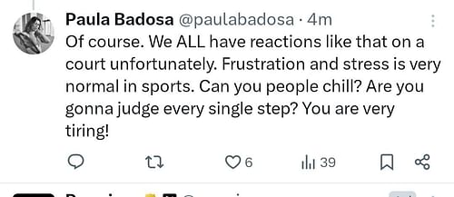 Paula Badosa's since-deleted message on X