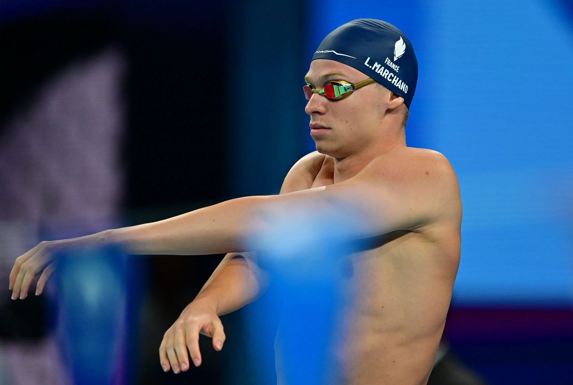 Marchand at the Paris Olympics (Source: Getty)