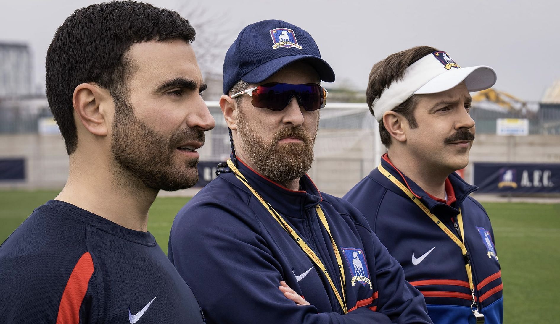 Brendan Hunt, Jason Sudeikis, and Brett Goldstein (Image via Apple TV+)