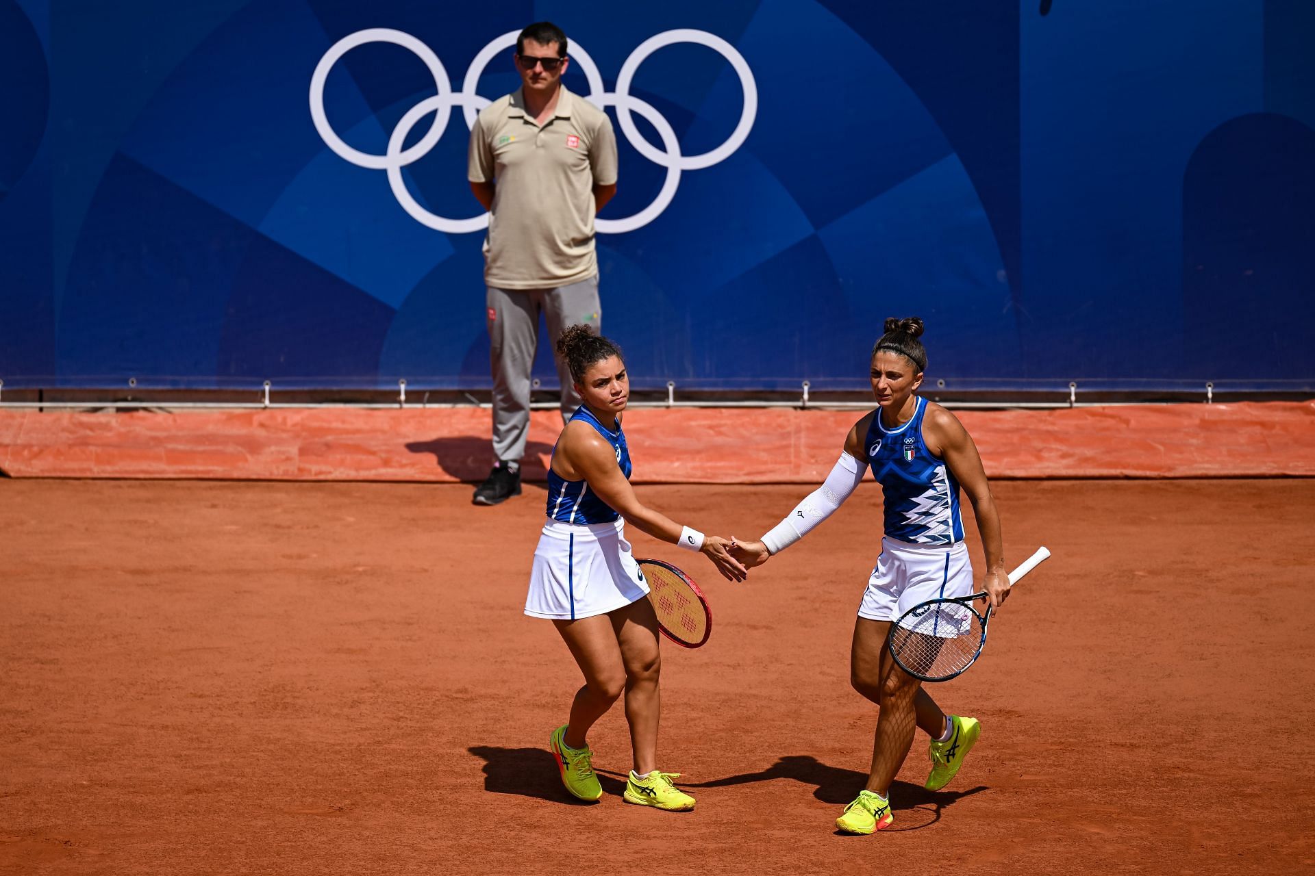 Jasmine Paolini and Sara Errani at the Paris Olympics 2024. (Photo: Getty)