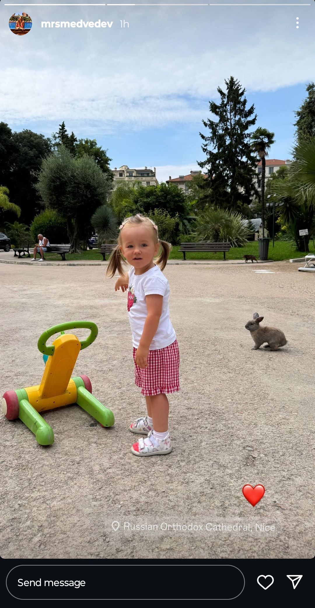 Medvedev's daughter Alisa pictured with a bunny - Source: Instagram @mrsmedvedev