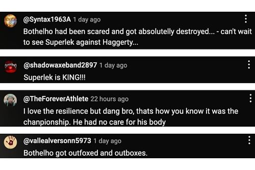 Screenshot of fans' comments