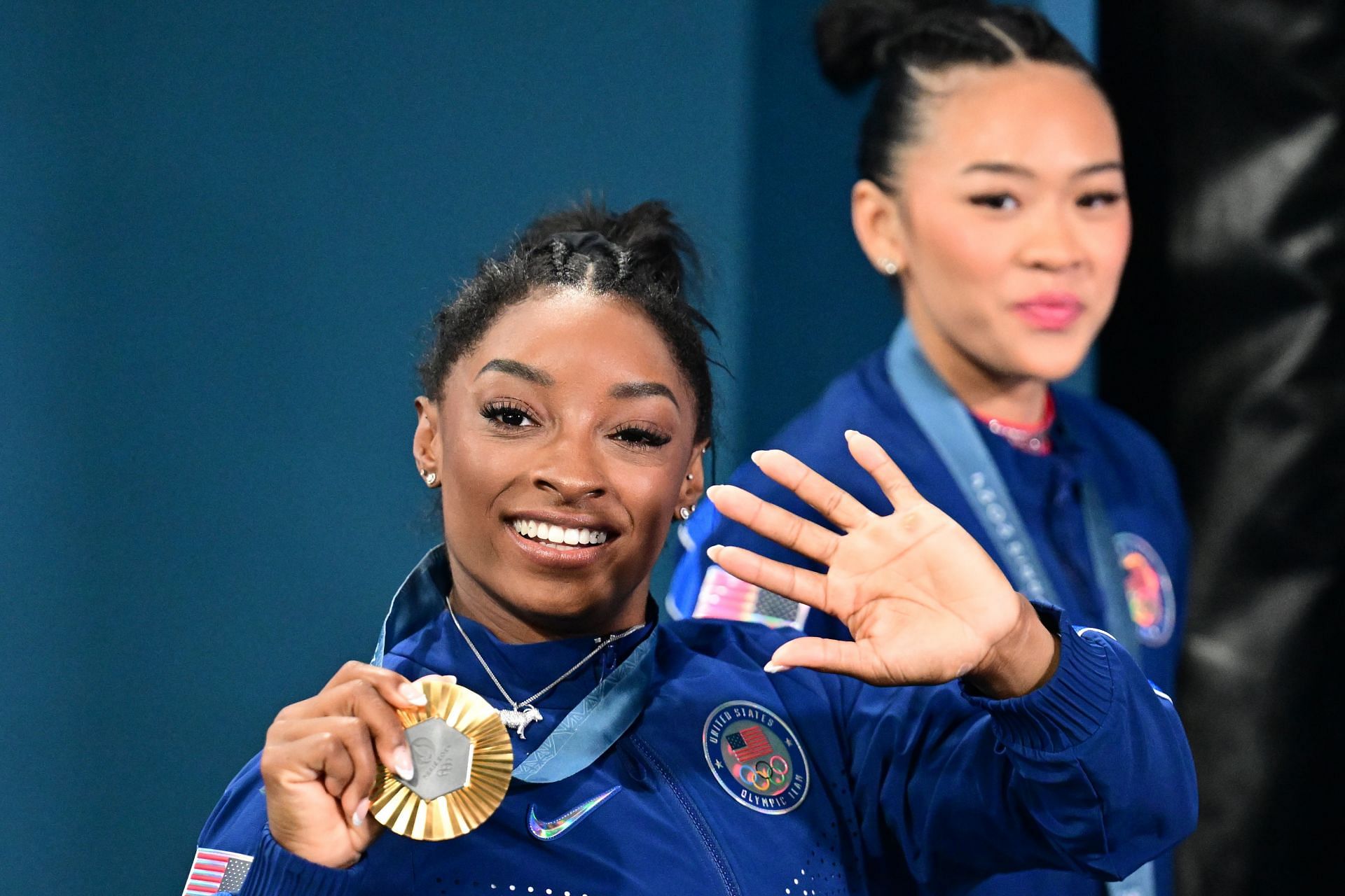 Simone Biles and Suni Lee pictured together (Source: Getty)