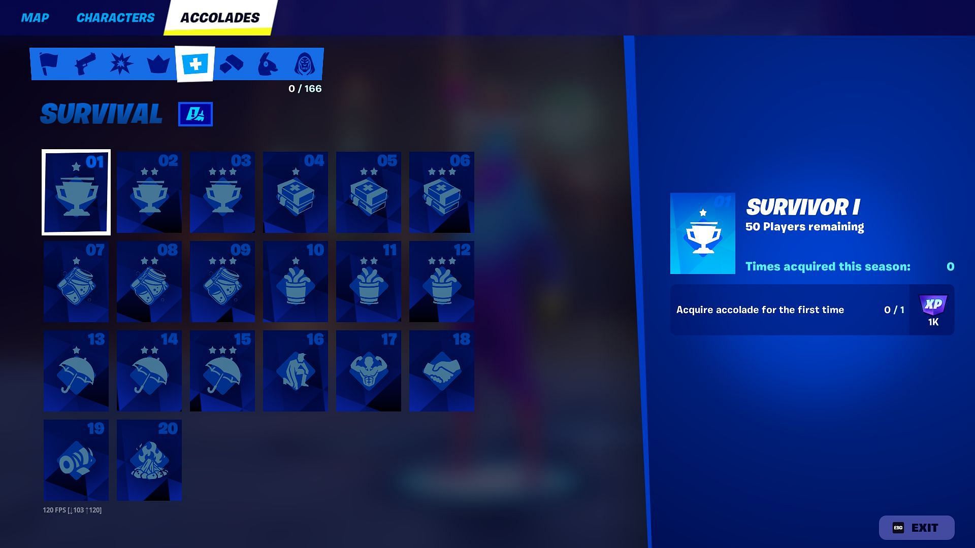 Fortnite Chapter 5 Season 4 Accolades: Survival (Image via Epic Games)