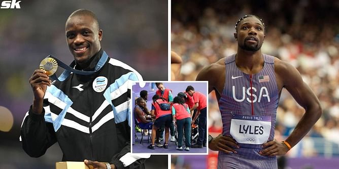 Noah Lyles rolling on wheelchair mocked in viral Botswana video as Letsile Tebogo receives rousing welcome following Paris Olympics