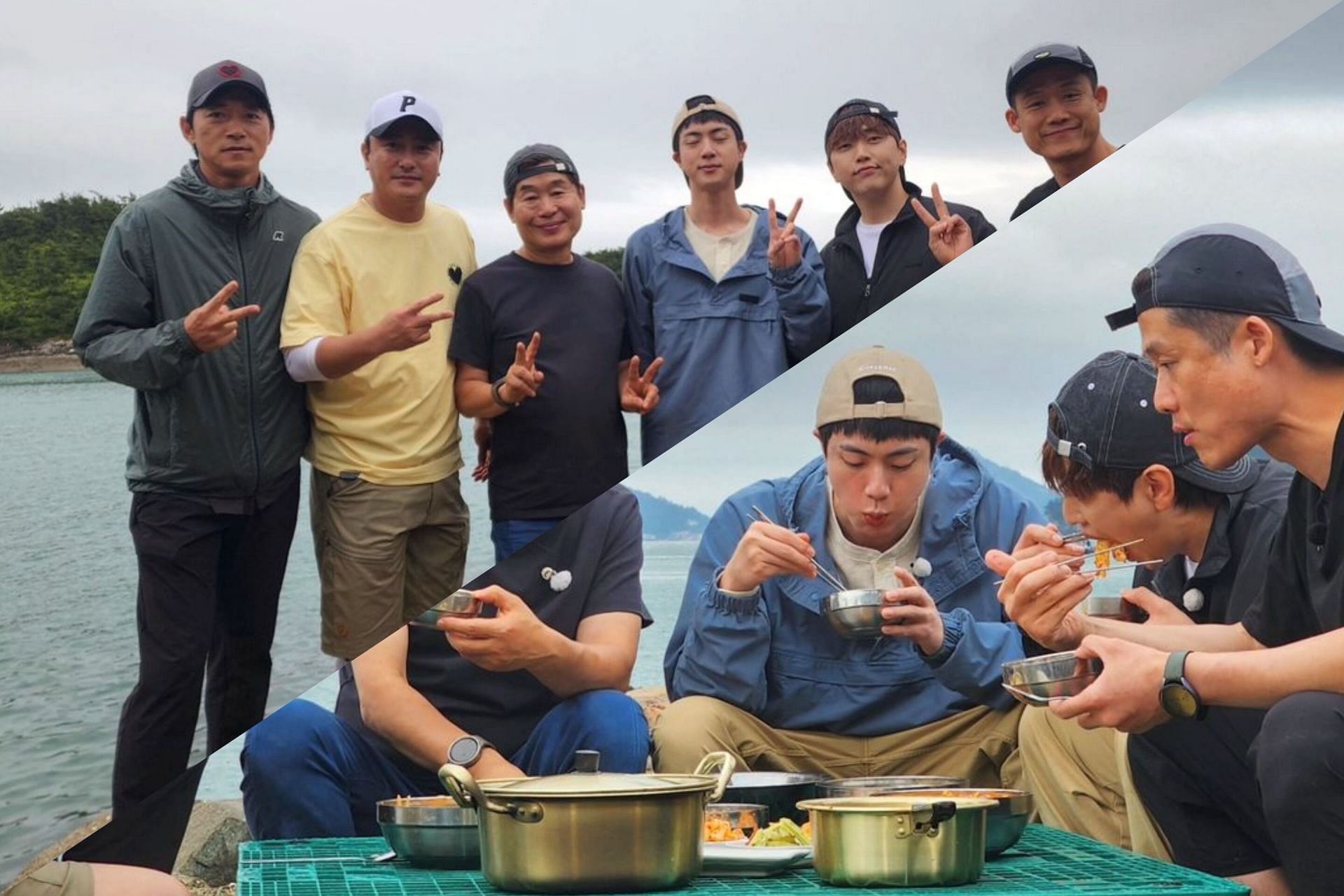 Jin with the show&#039;s cast (Image via Instagram/@fuxtom)