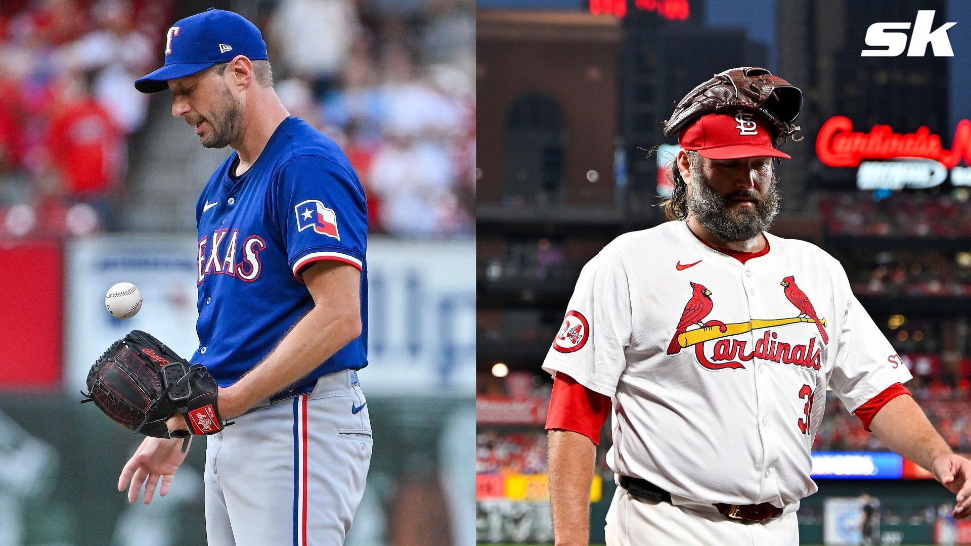 The Rangers and Cardinals have provided injury updates on pitchers Max Scherzer and Lance Lynn (Photo Source: IMAGN)