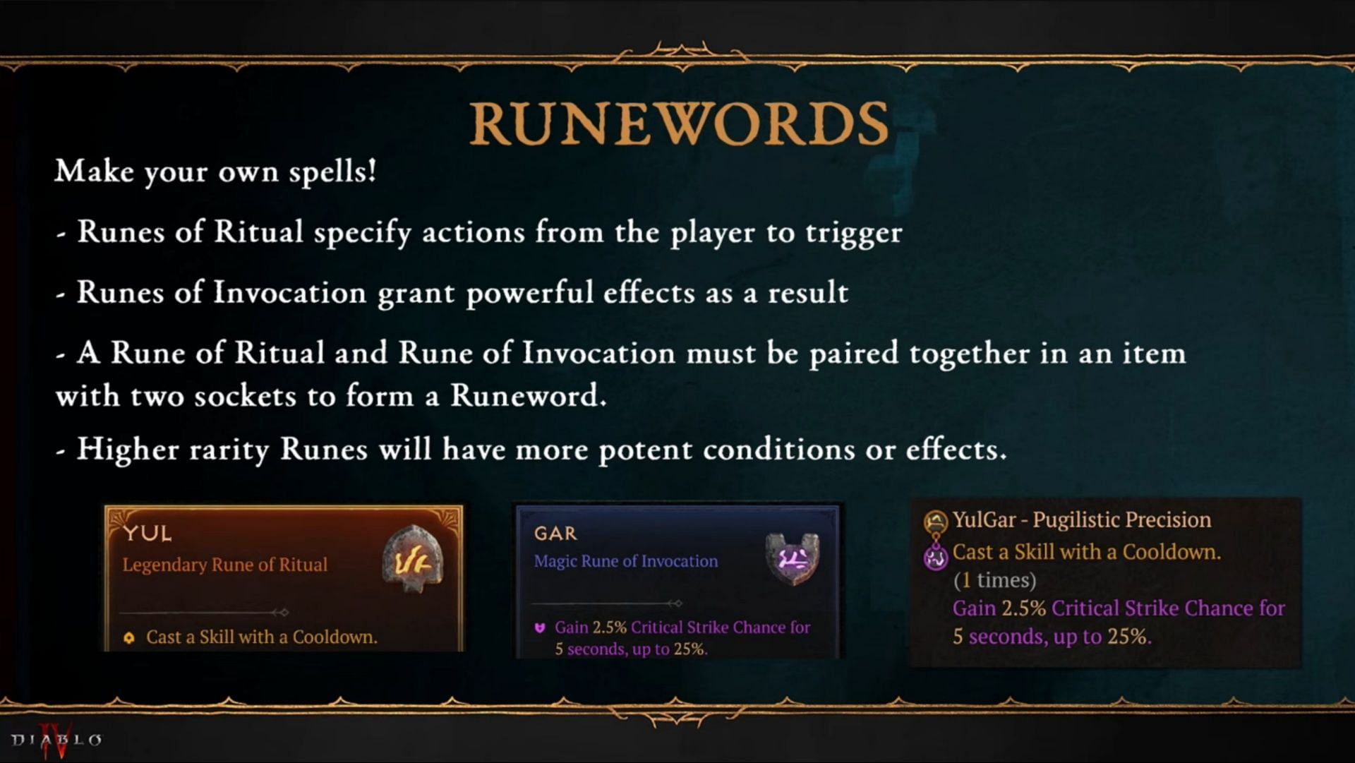 Runewords in Diablo 4 grant you the power to create some amazing new spells and effects for your classes (Image via Blizzard Entertainment)