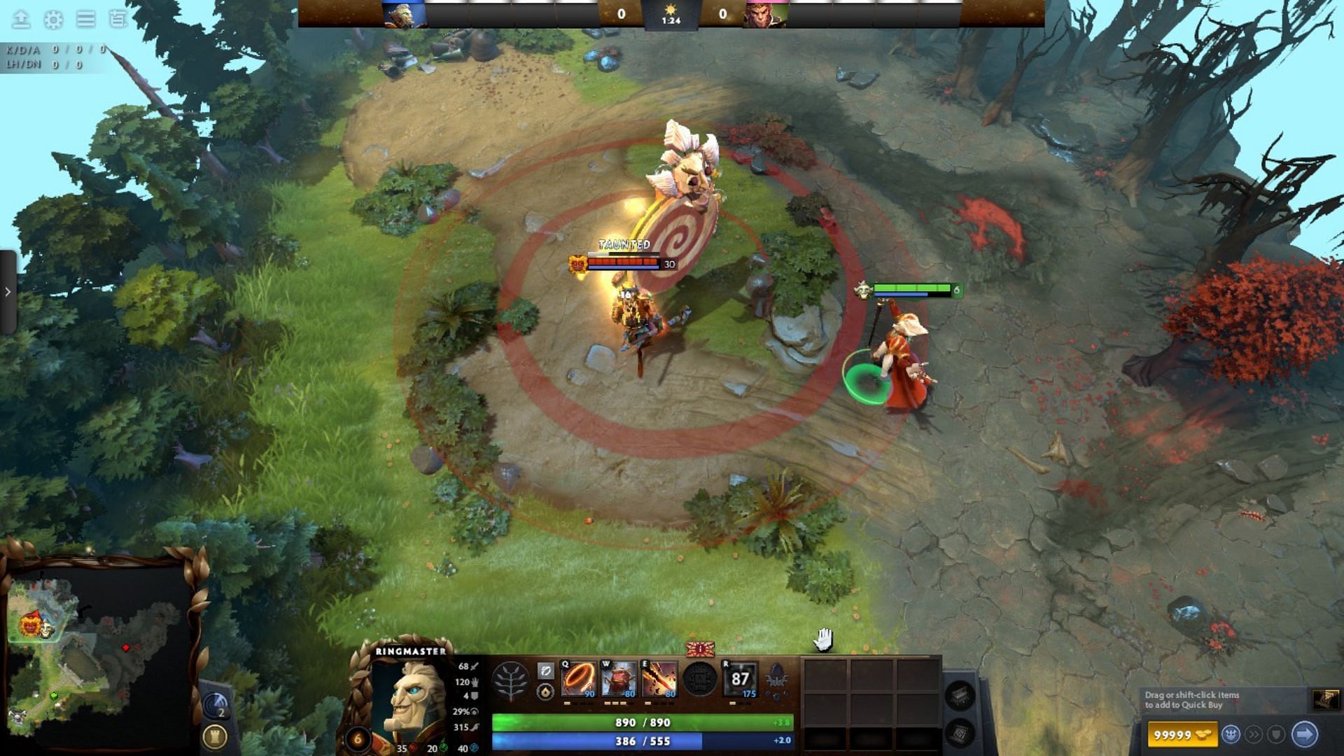 If enemy heroes face the wheel, they will be taunted (Image via Valve)