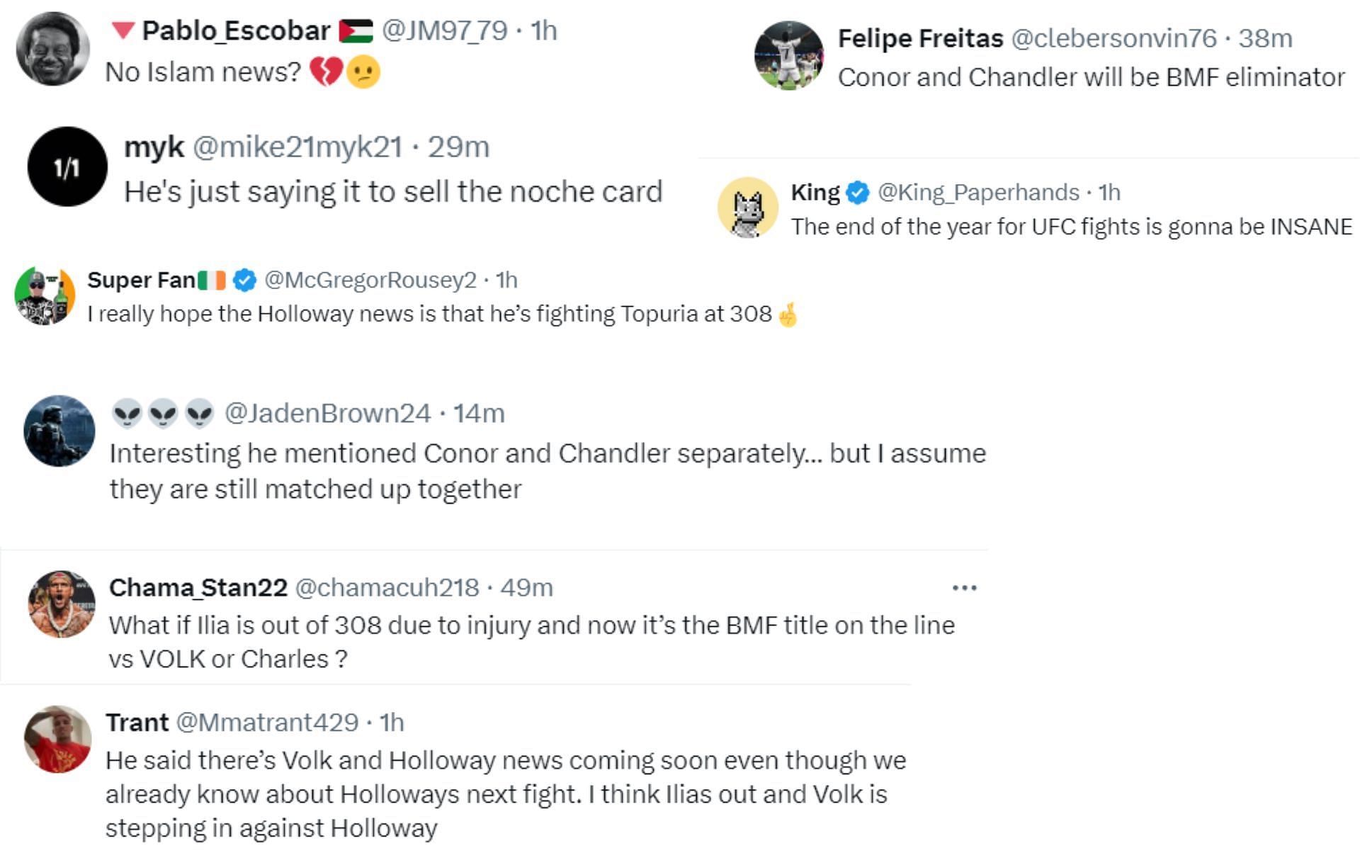 Screenshot of fan reactions to Home of Fight&#039;s post on X