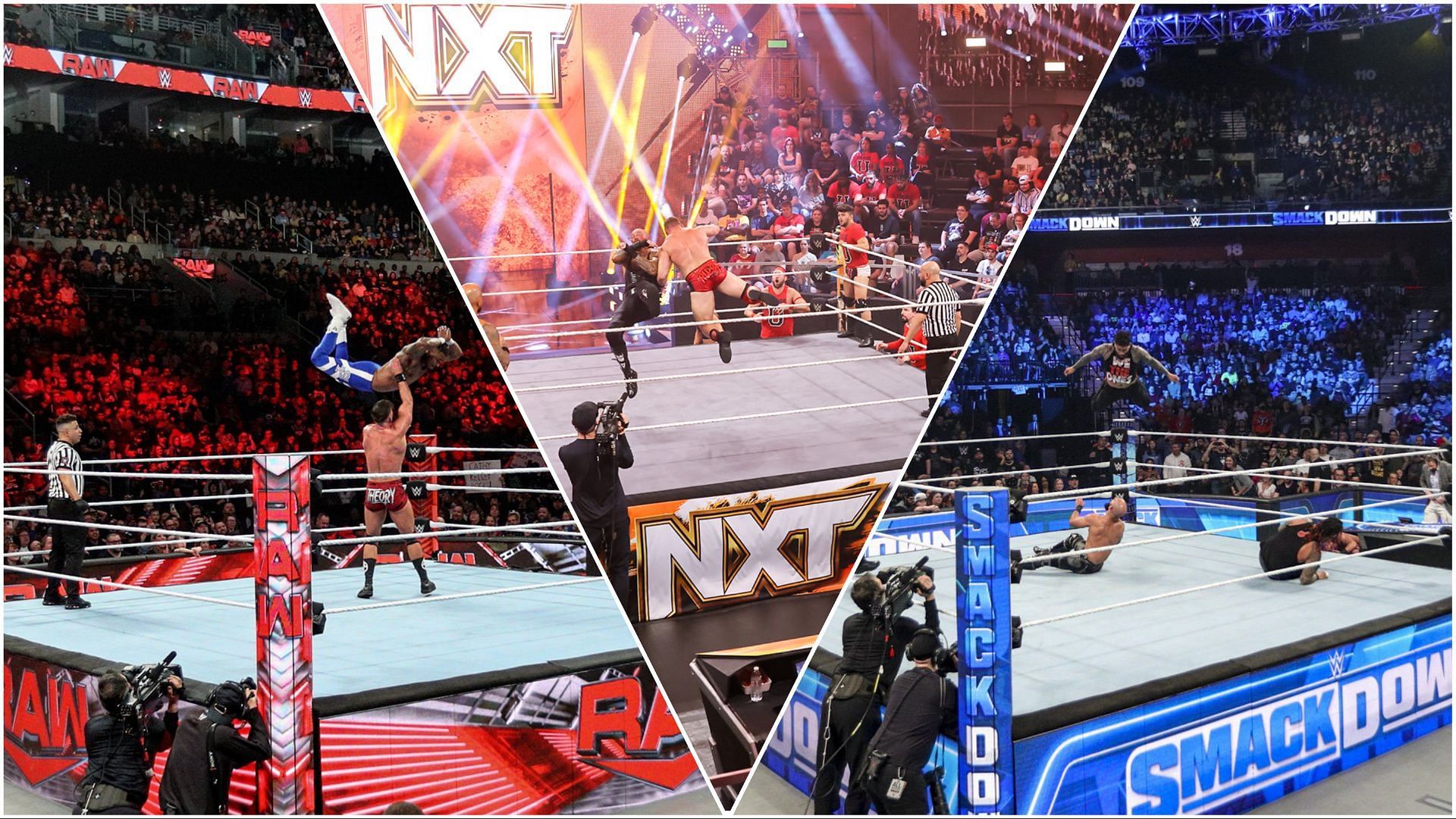 WWE Superstars in action on RAW, NXT, SmackDown