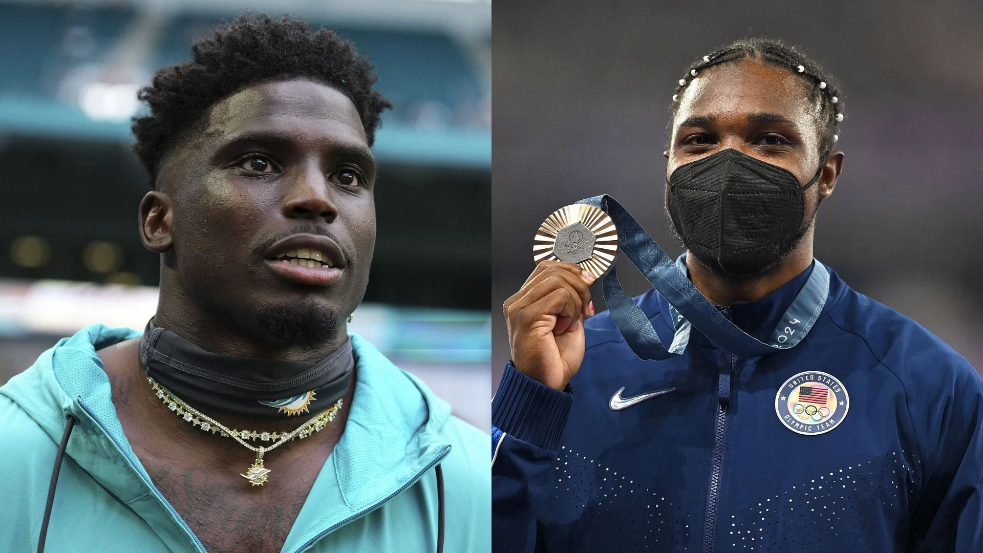 Tyreek Hill thinks he can defeat Noah Lyles in a race (images via Getty)