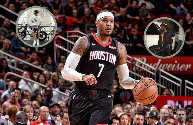 Carmelo Anthony plays doting dad as he introduces son to Travis Scott at Victor Wembanyama’s first Olympics semifinal