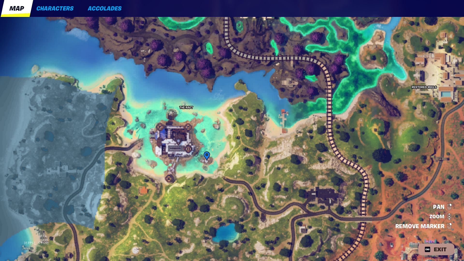 Location of Gwenpool secret quests in Fortnite (Image via Epic Games)