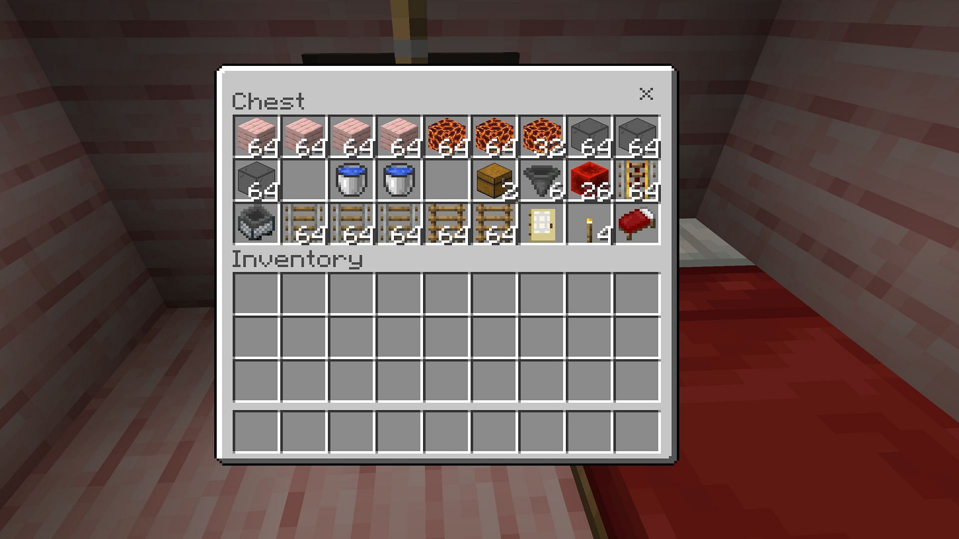 The materials used in this Bedrock squid farm (Image via Mojang)