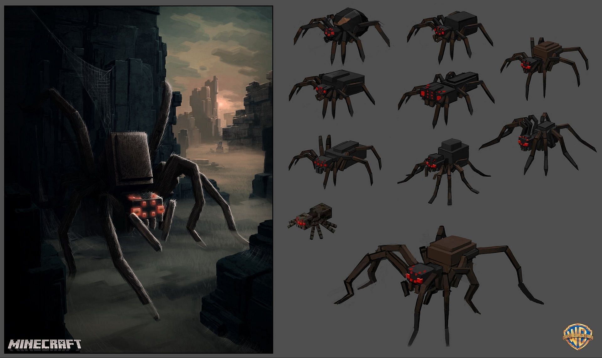 Concept art for a spider in the Minecraft movie (Image via Mojang/Warner Bros.)