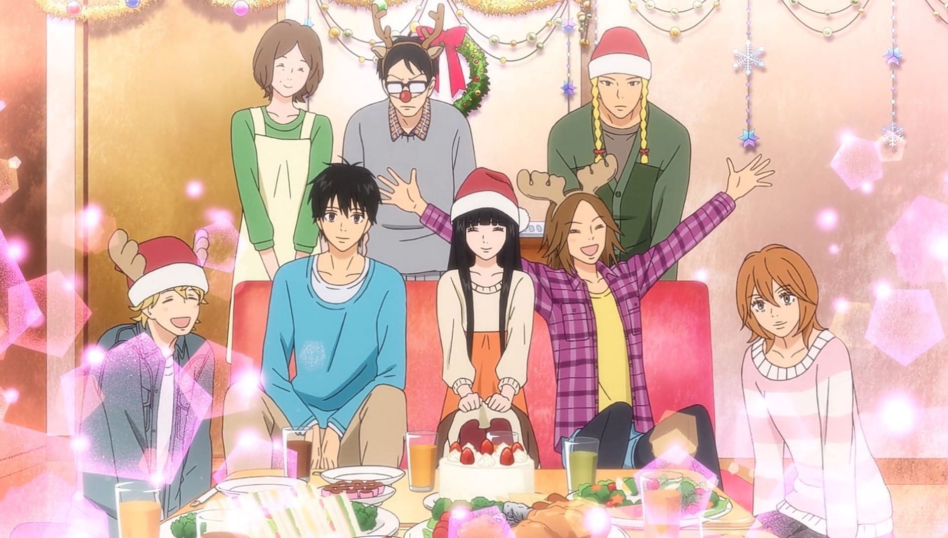 Sawako with her parents and friends (Image via Production I.G)