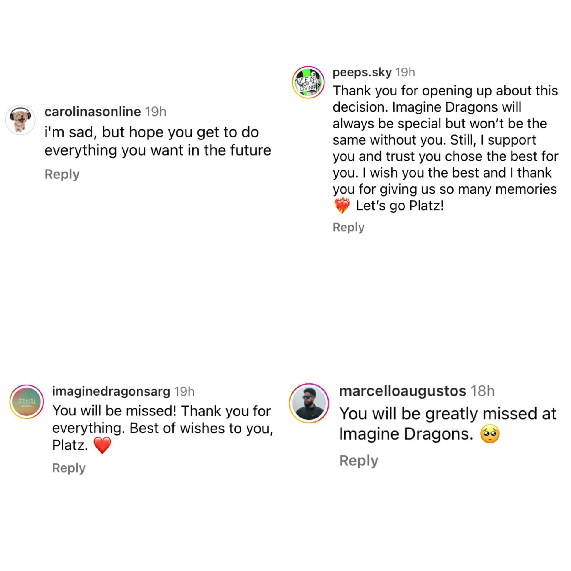 Comments on Daniel Platzman&#039;s post (Image via @danielplatzman/Instagram)