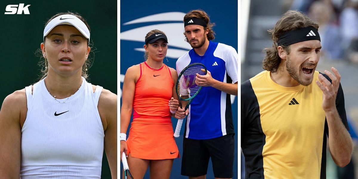 Fans reacted to Stefanos Tsitsipas taking his anger out on his racket during his 2024 US Open mixed doubles first-round loss alongside girlfriend Paula Badosa (Source: Getty)