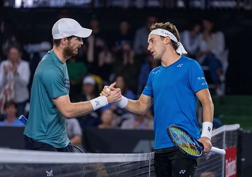 Andy Murray (L) and Casper Ruud (R). (Image: Getty)