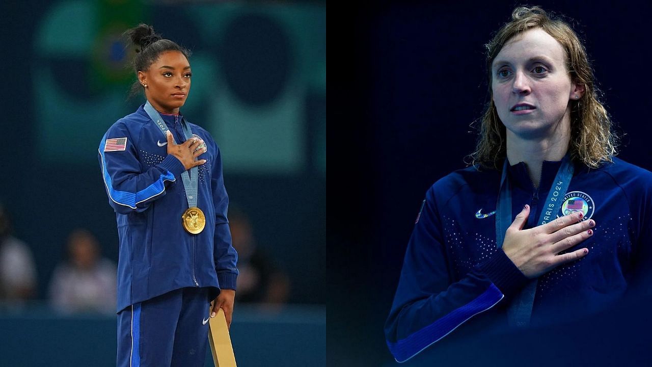 Simone Biles and Katie Ledecky (Images via: Getty)