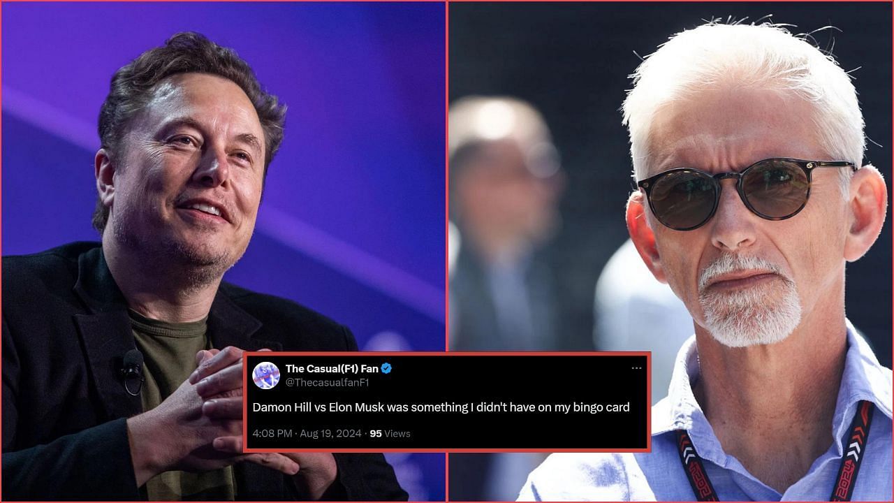 Damon Hill and Elon Musk: Credit: Getty Images. A Fan reacting to their crossover. Courtesy: (x.com/ThecasualfanF1)