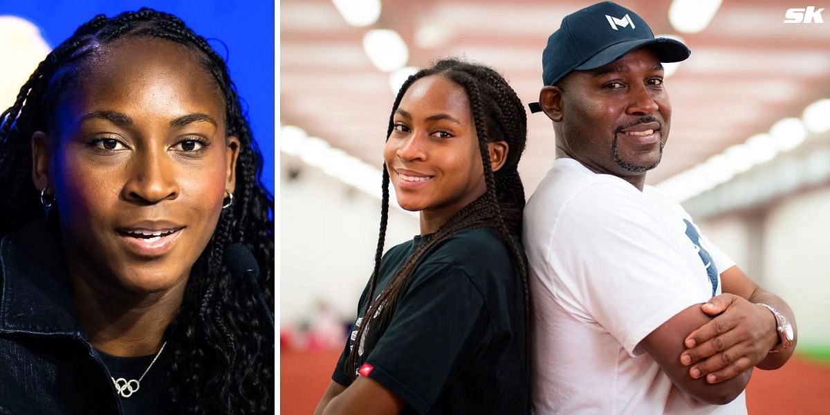 Coco Gauff with her father Corey (R). (Images: Getty)