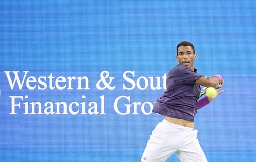 Felix Auger-Aliassime in action at the Western & Southern Open (Picture: Getty)