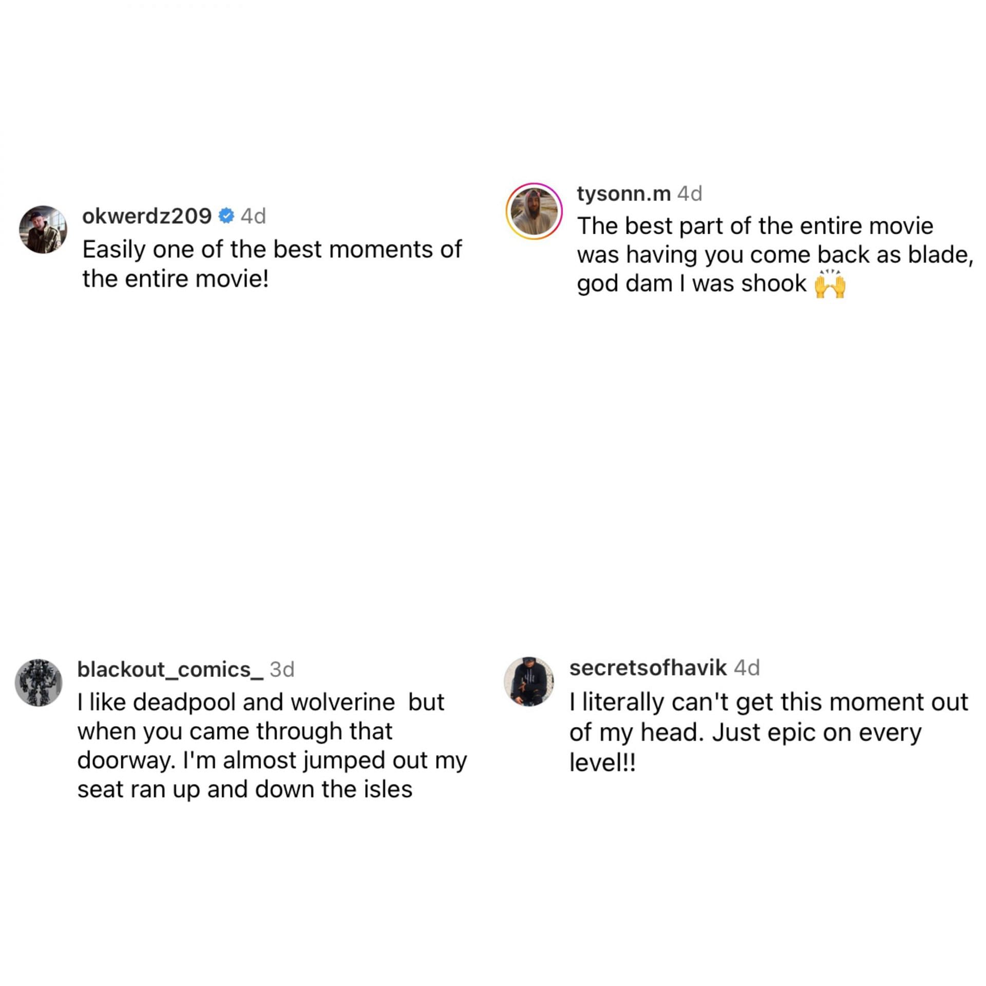 Comments on Snipes&#039; Instagram page (Image via @realwesleysnipes/Instagram)