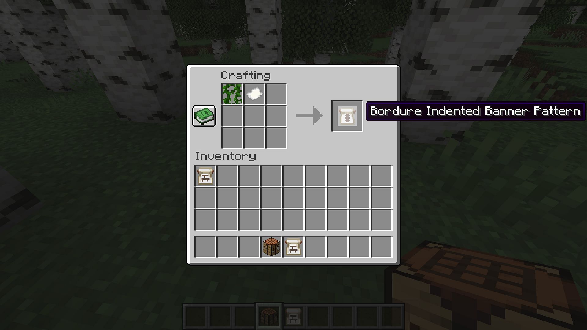 Bordure indented banner pattern&#039;s crafting recipe (Image via Mojang Studios)