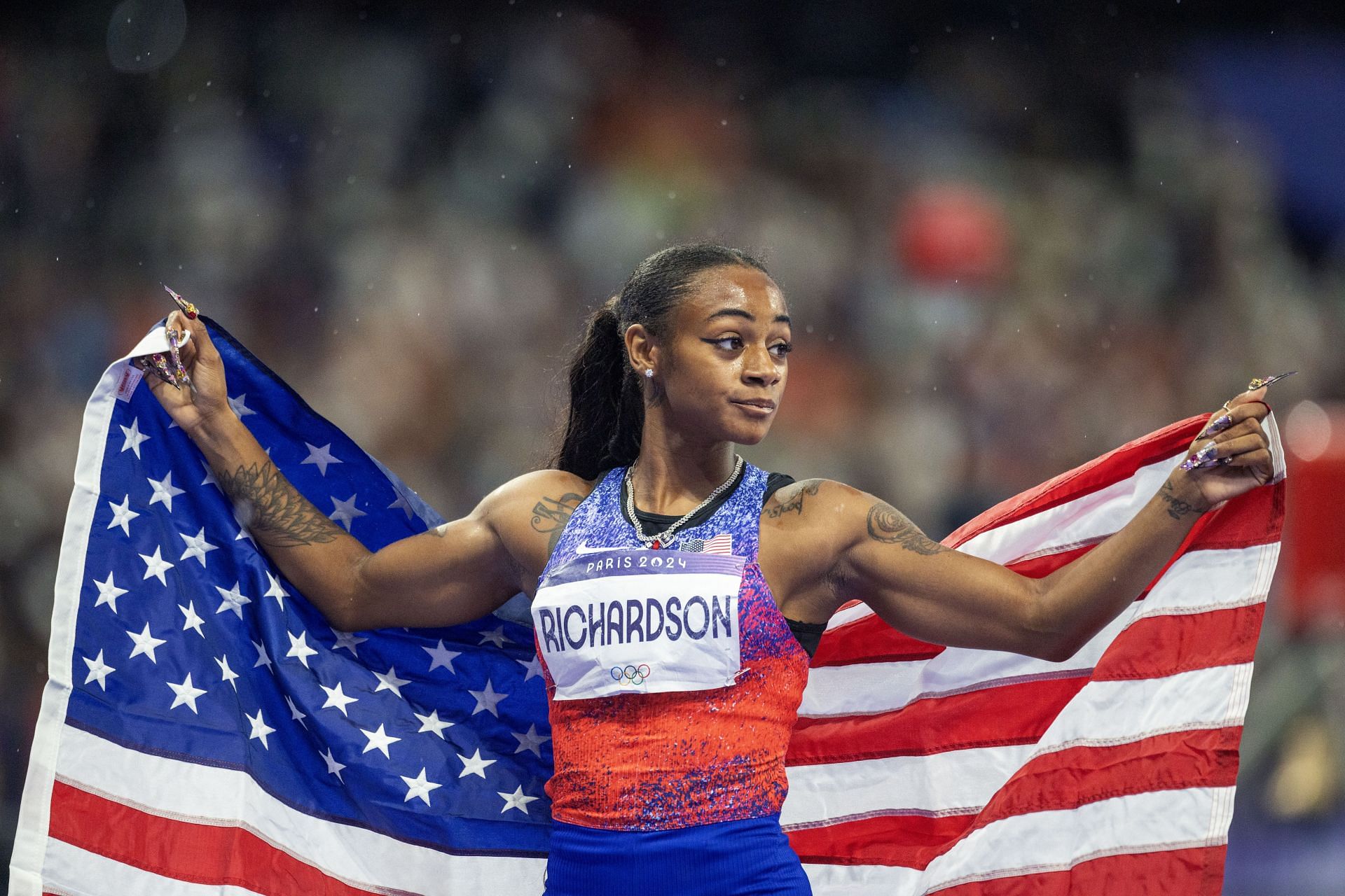 Sha&#039;Carri Richardson at the 2024 Paris Olympics (Image via: Getty Images)