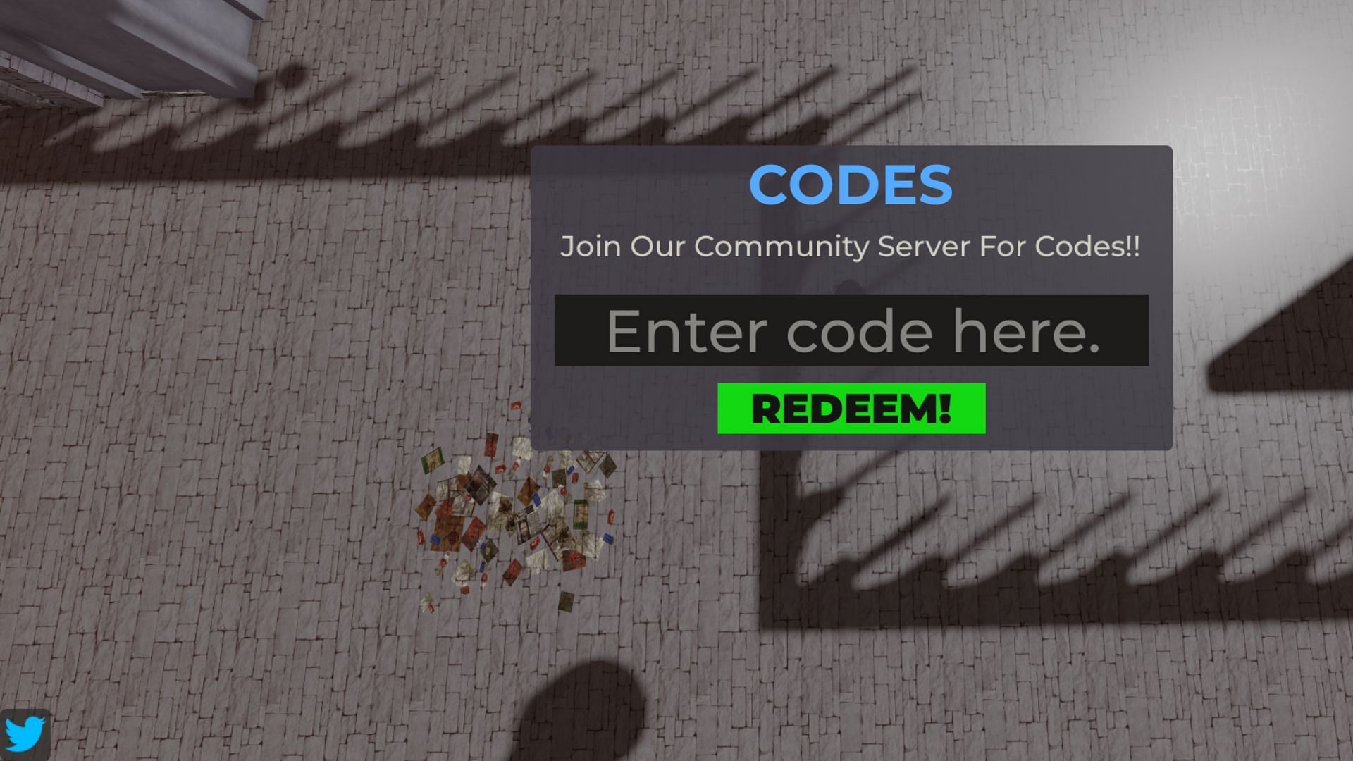 Redeem codes in Chained Together (Image via Roblox)