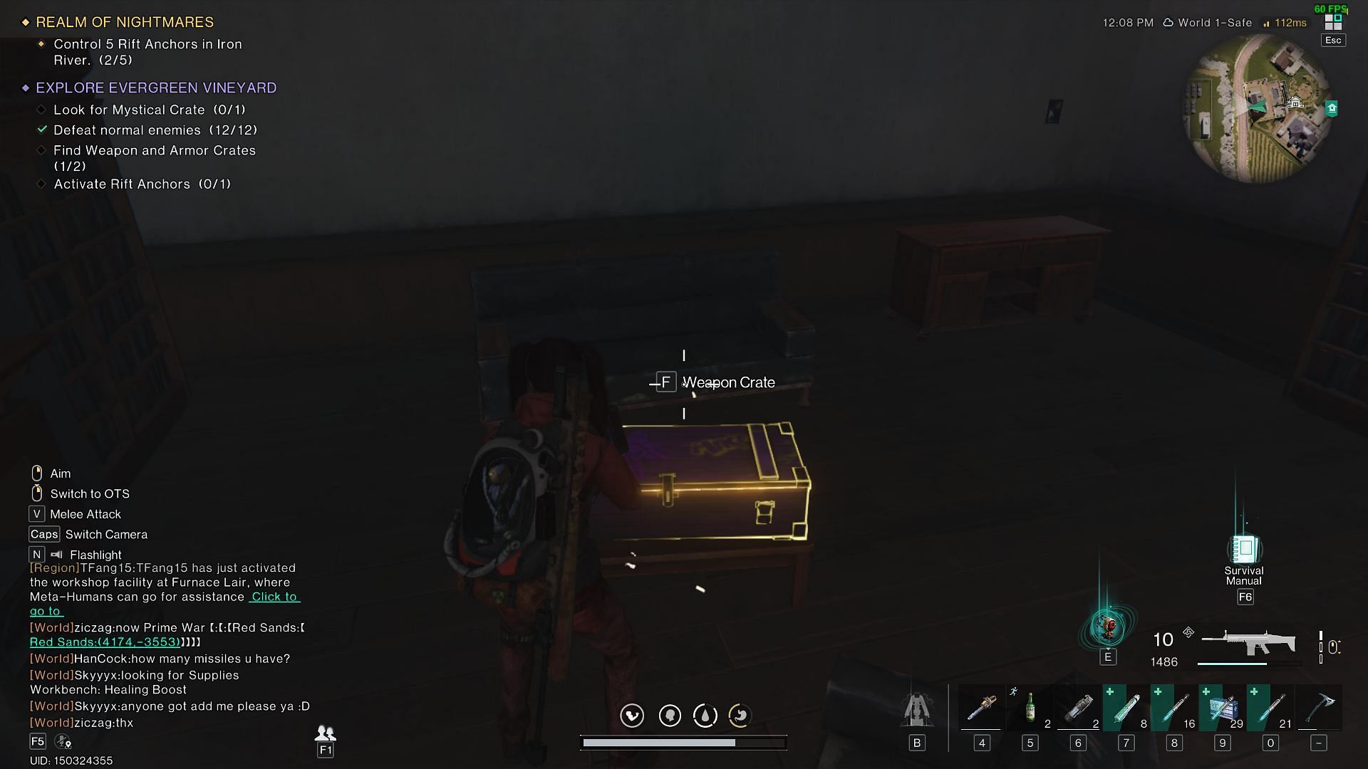 The first weapon crate on the coffee table in the building (Image via Starry Studio)