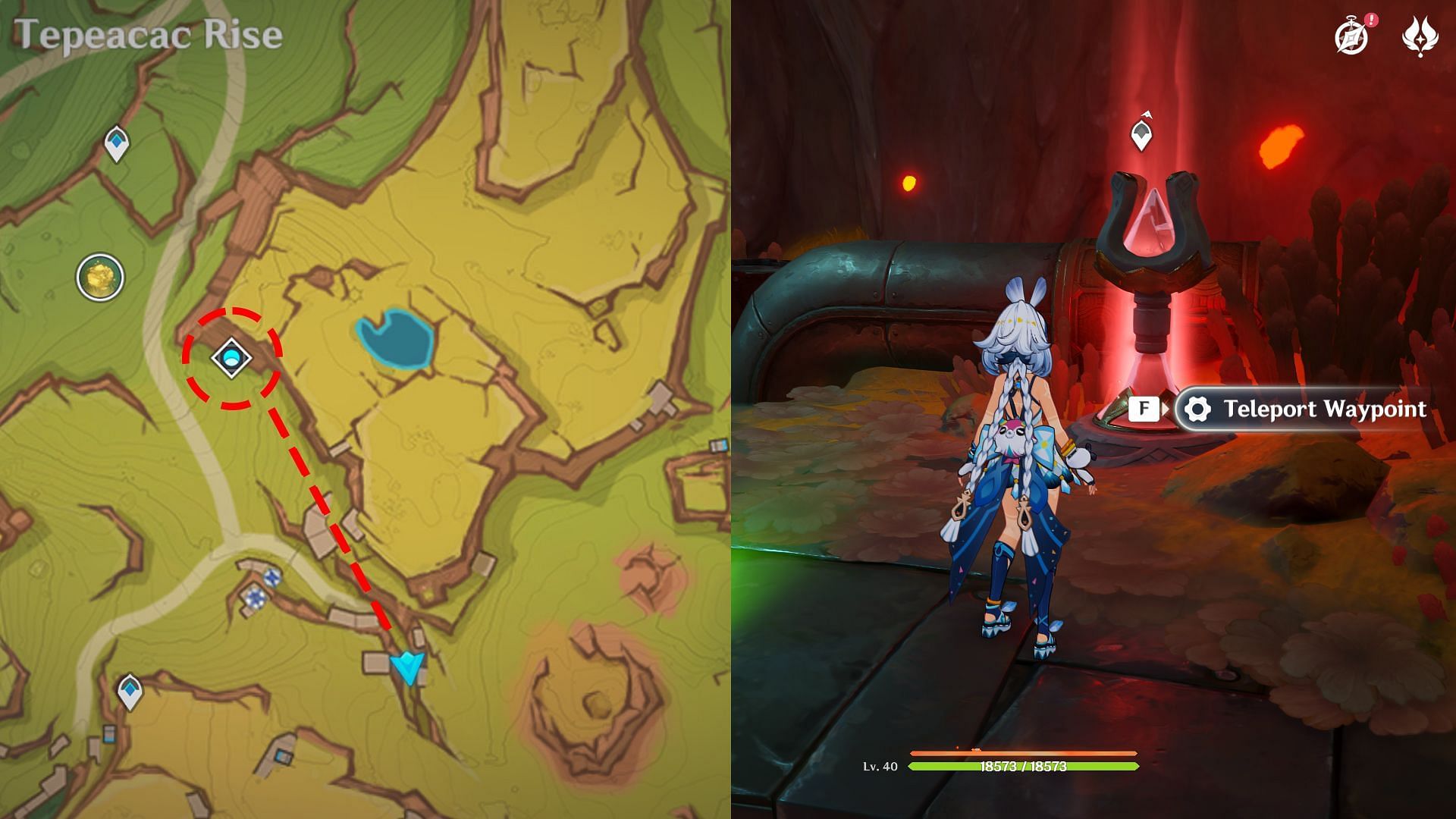 Underground hidden Teleport Waypoint location (Image via HoYovere)