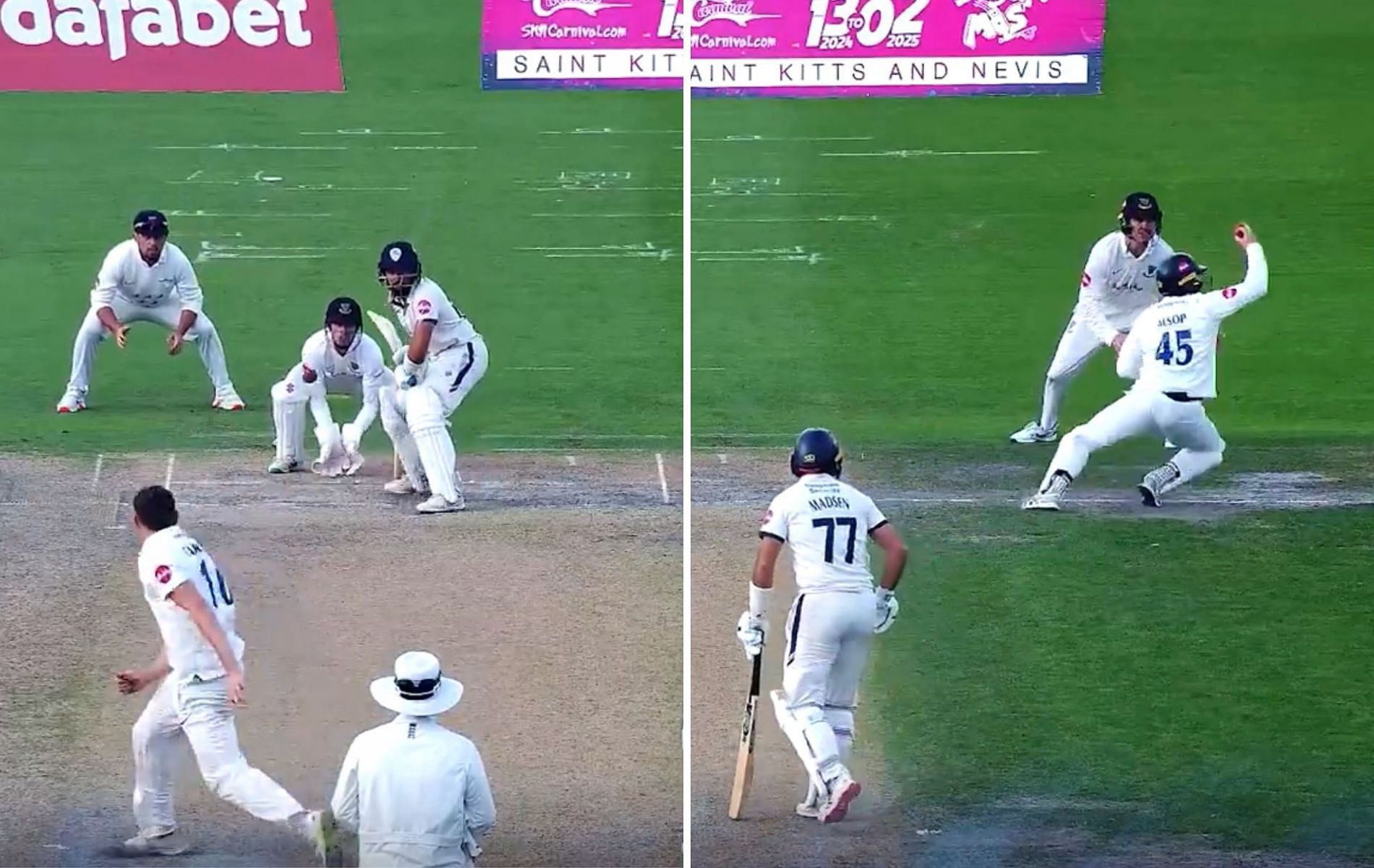 Tom Alsop took a brilliant catch to dismiss Anuj Dal. (Pics: Sussex Cricket)