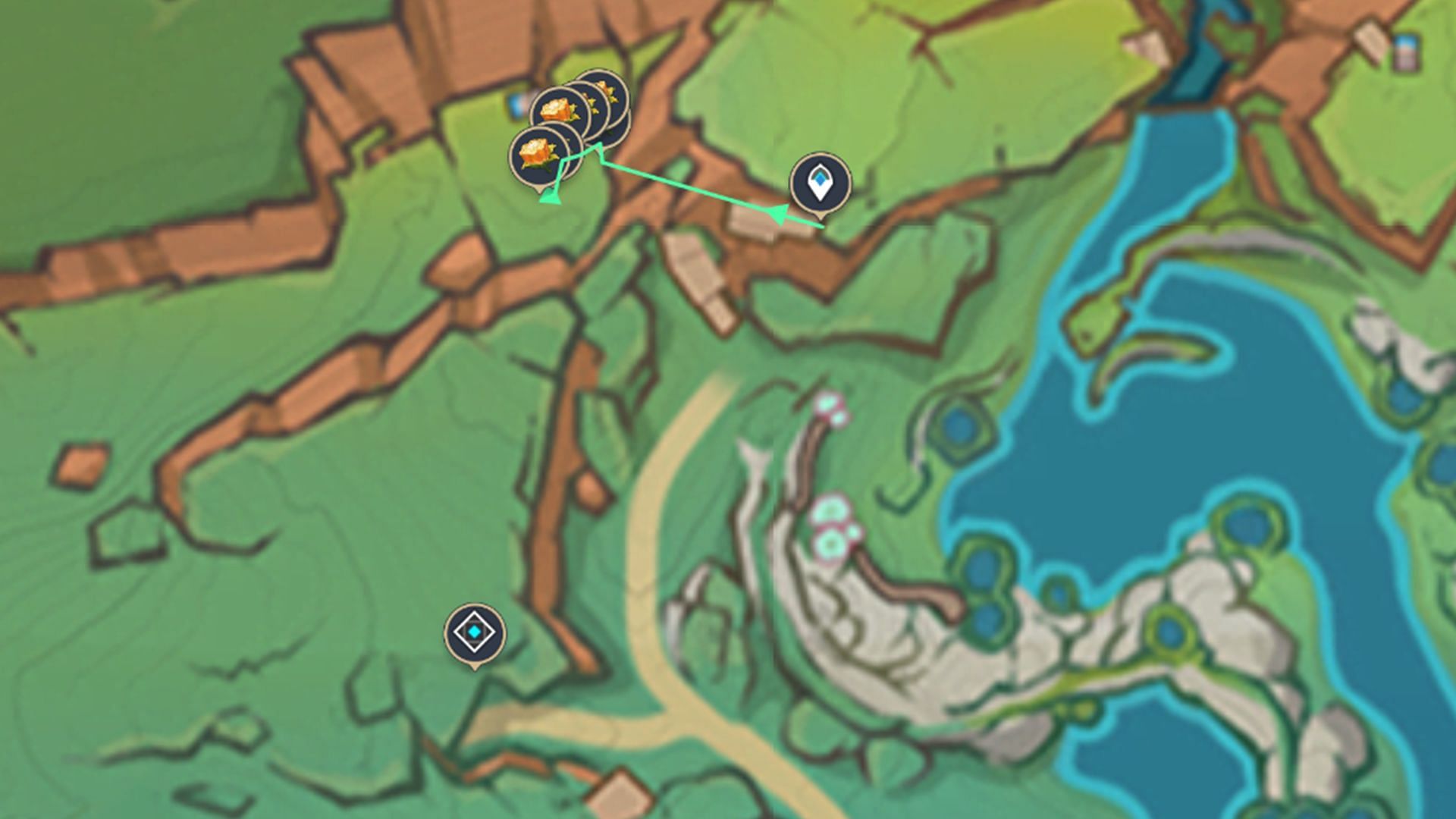 Route #12 for farming Cacahuatl (Image via HoYoverse)