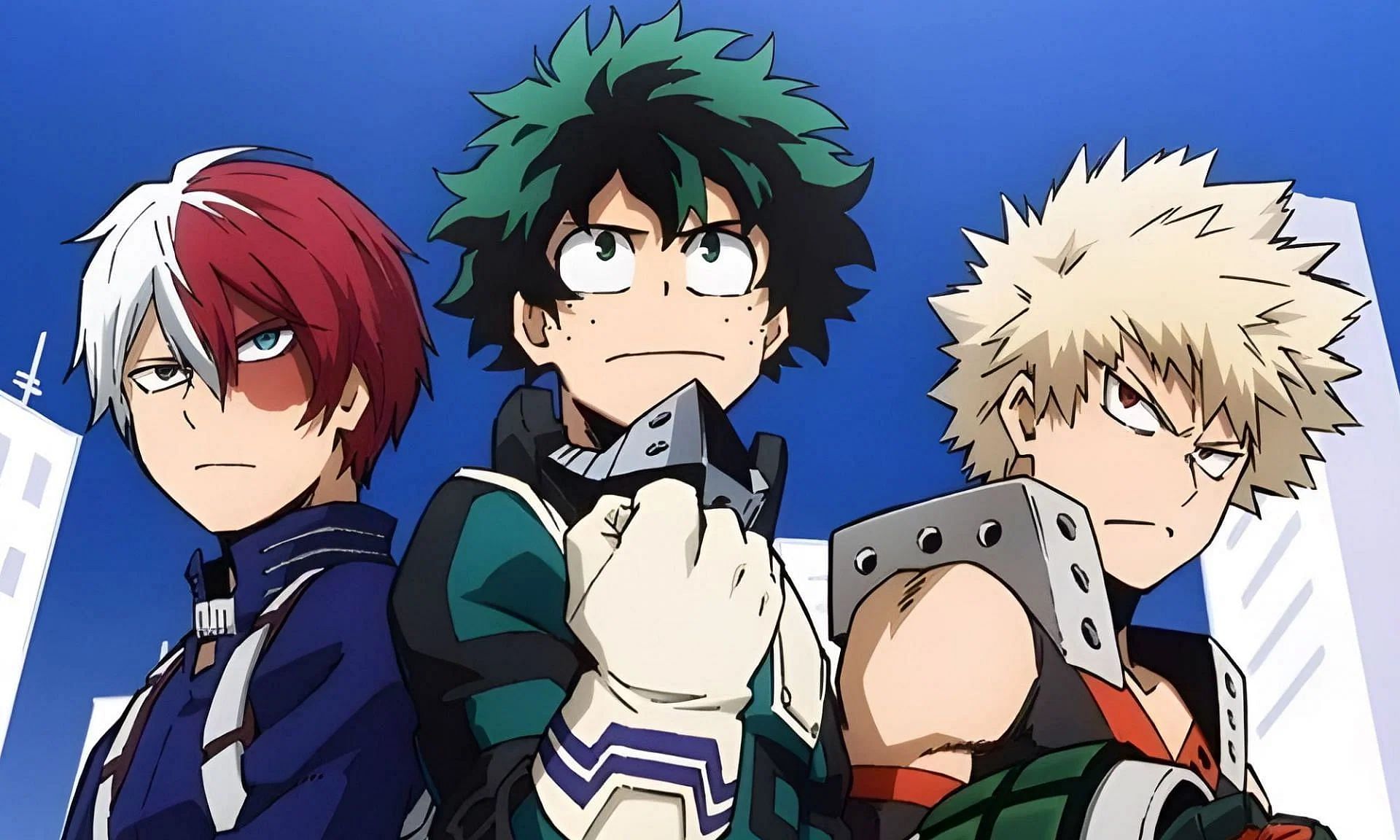 Bakugo, Todoroki, and Midoriya as seen in the anime (image via Bones)