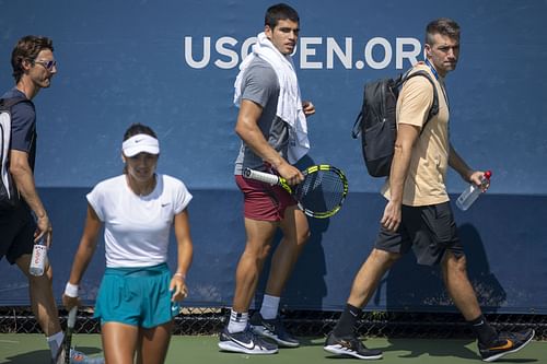 Raducanu and Alcaraz pictured at the 2024 US Open - Source: Getty