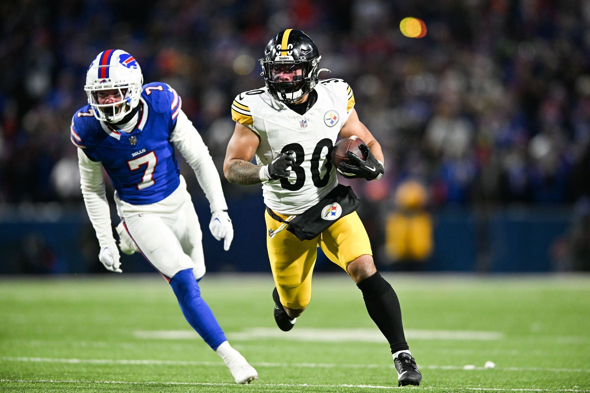 Jaylen Warren during the AFC Wildcard Playoffs - Pittsburgh Steelers v Buffalo Bills - Source: Getty