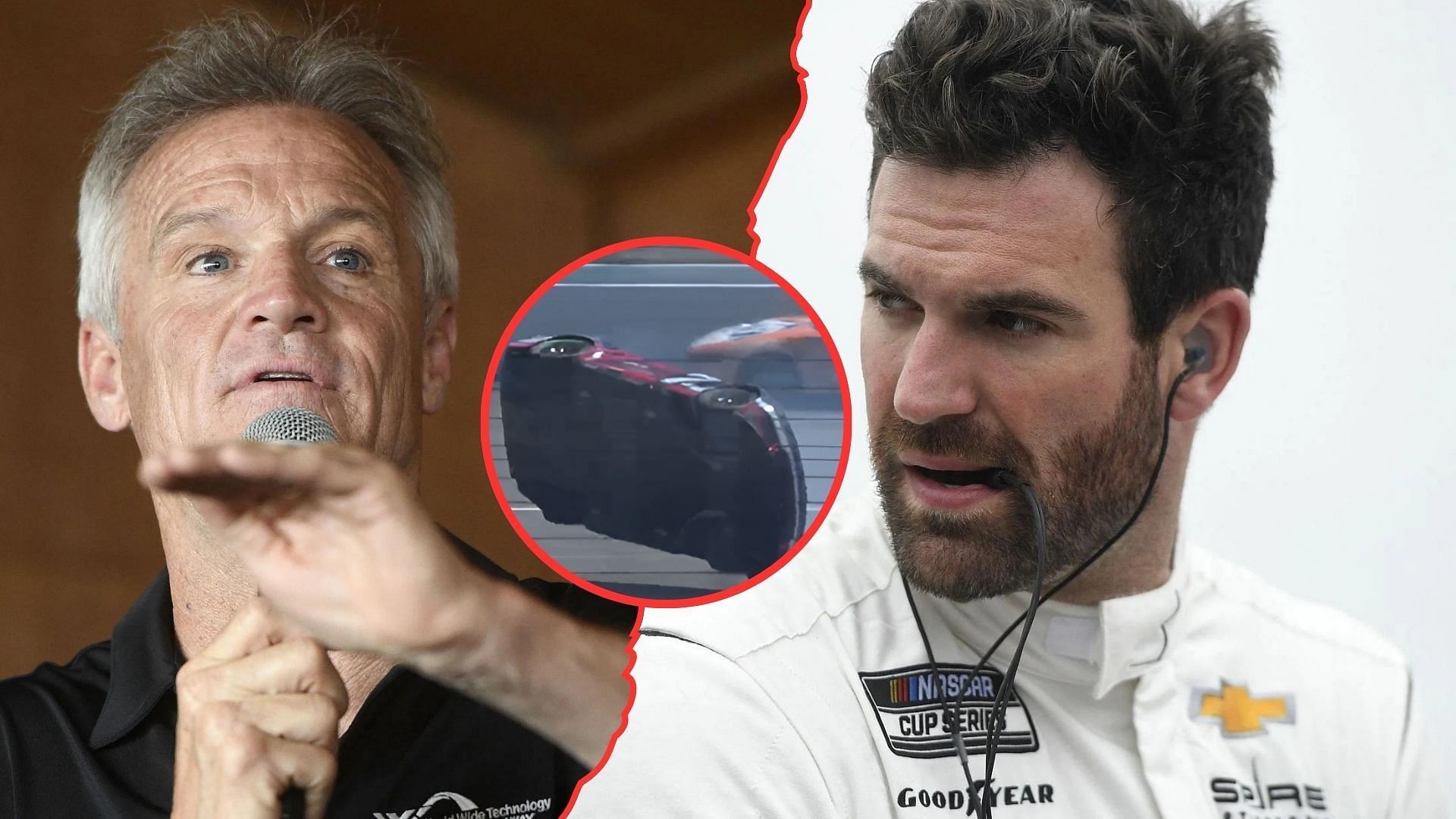 Kenny Wallace explains Corey LaJoie going airborne at Michigan (Image: L and R- Getty) (Center-@NASCAR on X))