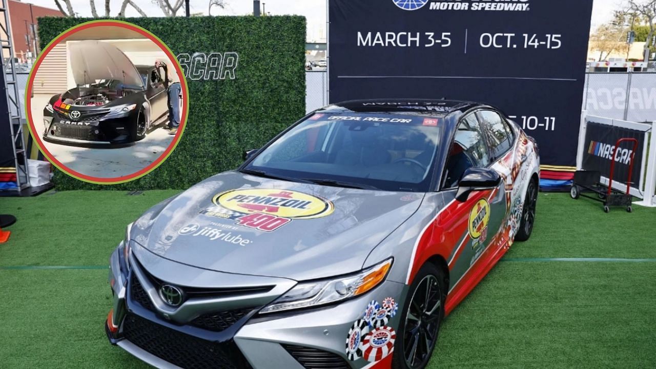 NASCAR Cup Series Toyota Camry. Credit: Getty Images. Tuned Street Legal Toyota Camry (inset). Courtesy: Bozi Tatarevic and NASCAR on NBC on X)