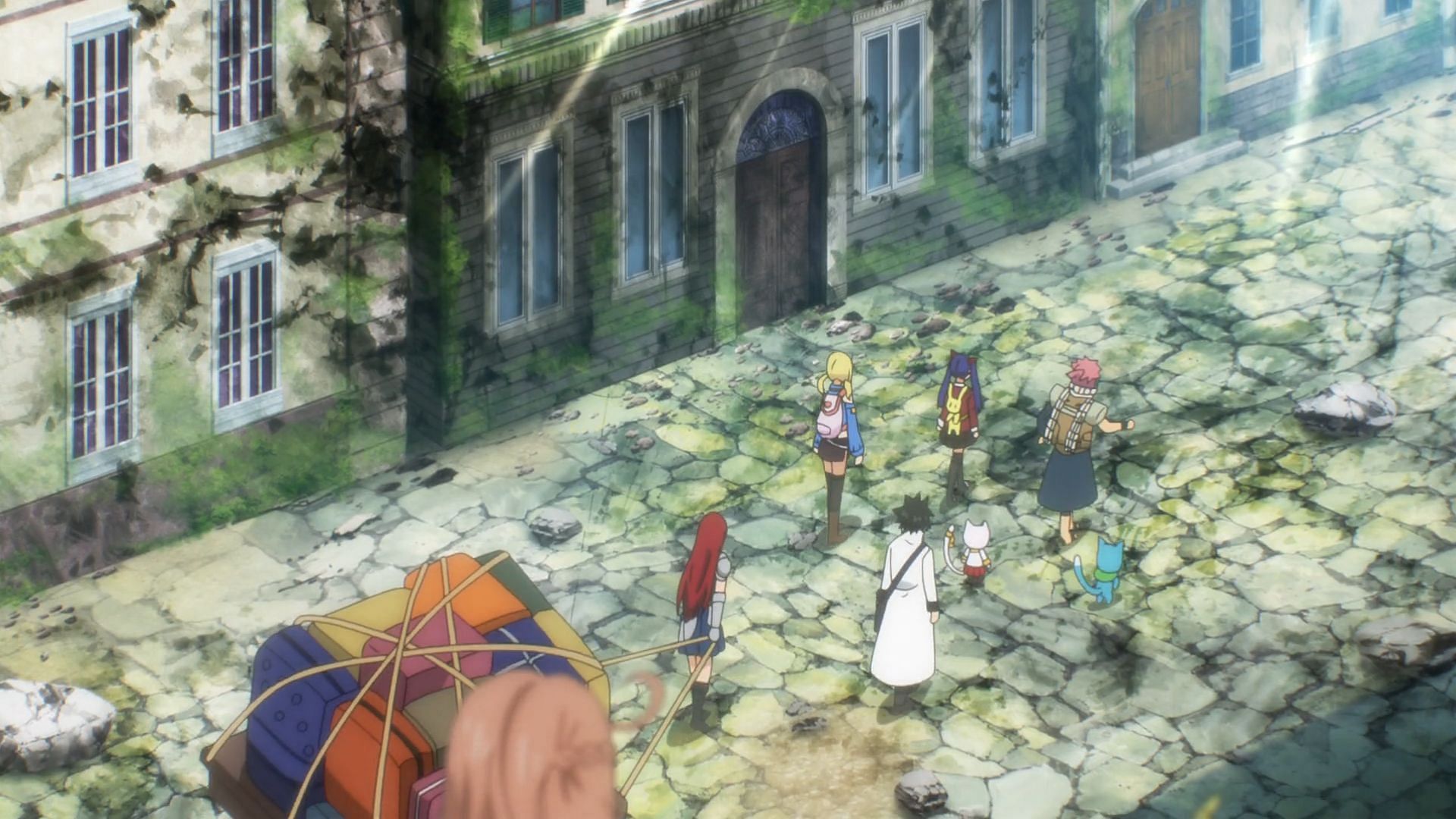 Natsu and team leave Ermina (Image via J.C. Staff)