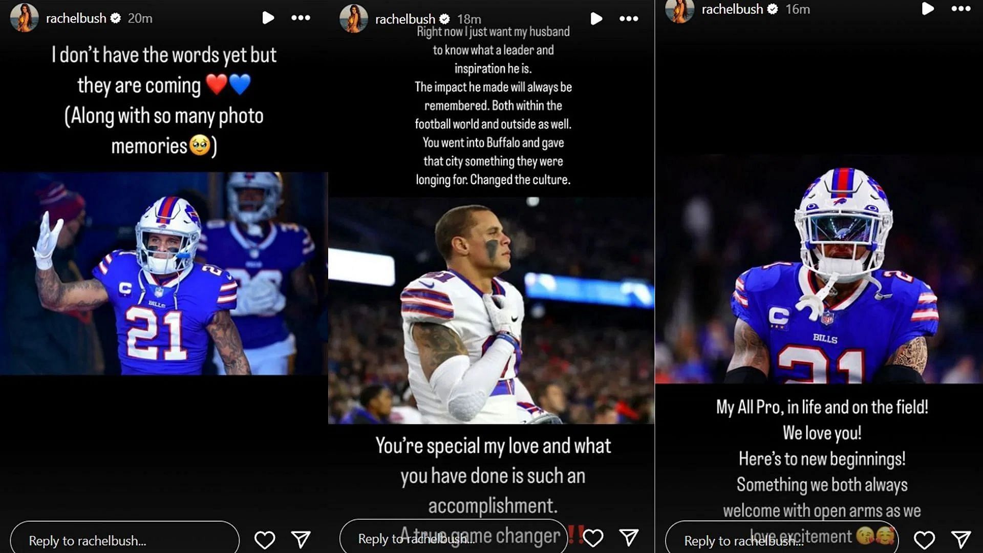 Rachel Bush on Poyer's release from the Buffalo Bills [Image credit: @rachelbush]