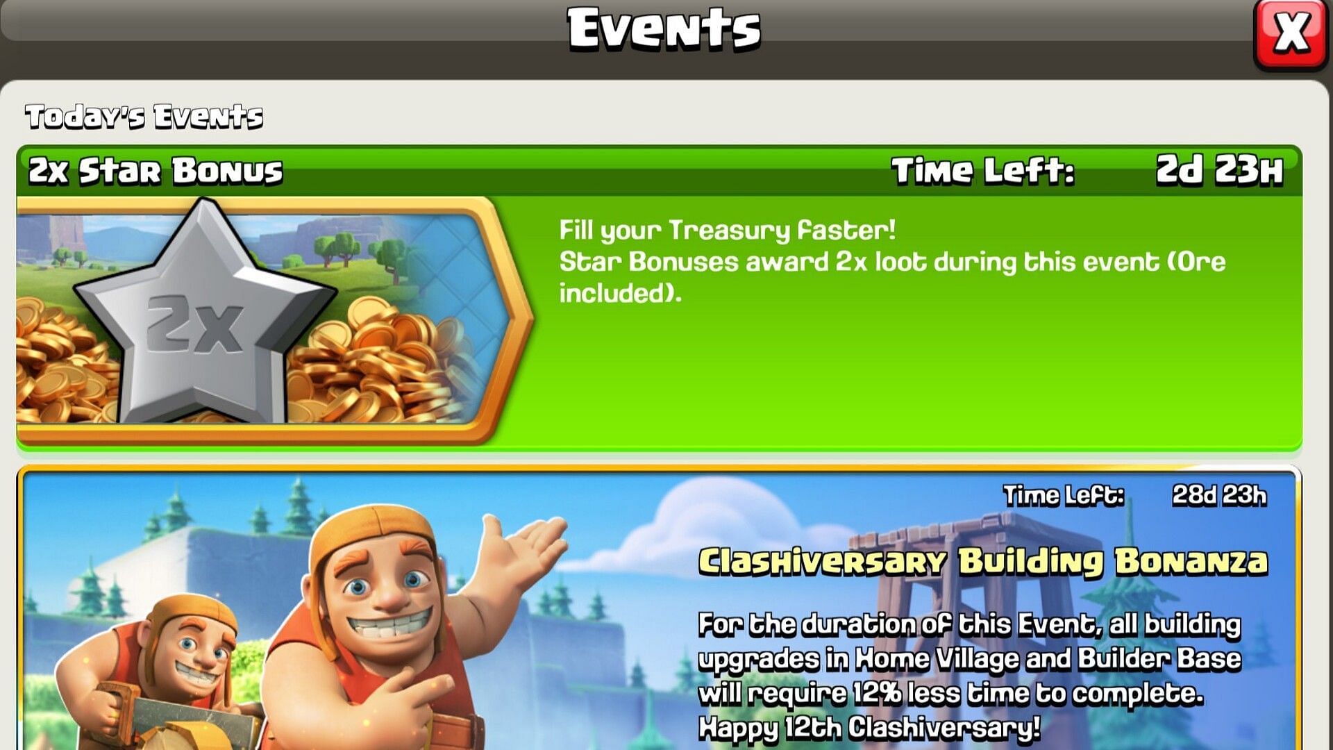 Two ongoing events (Image via Supercell)