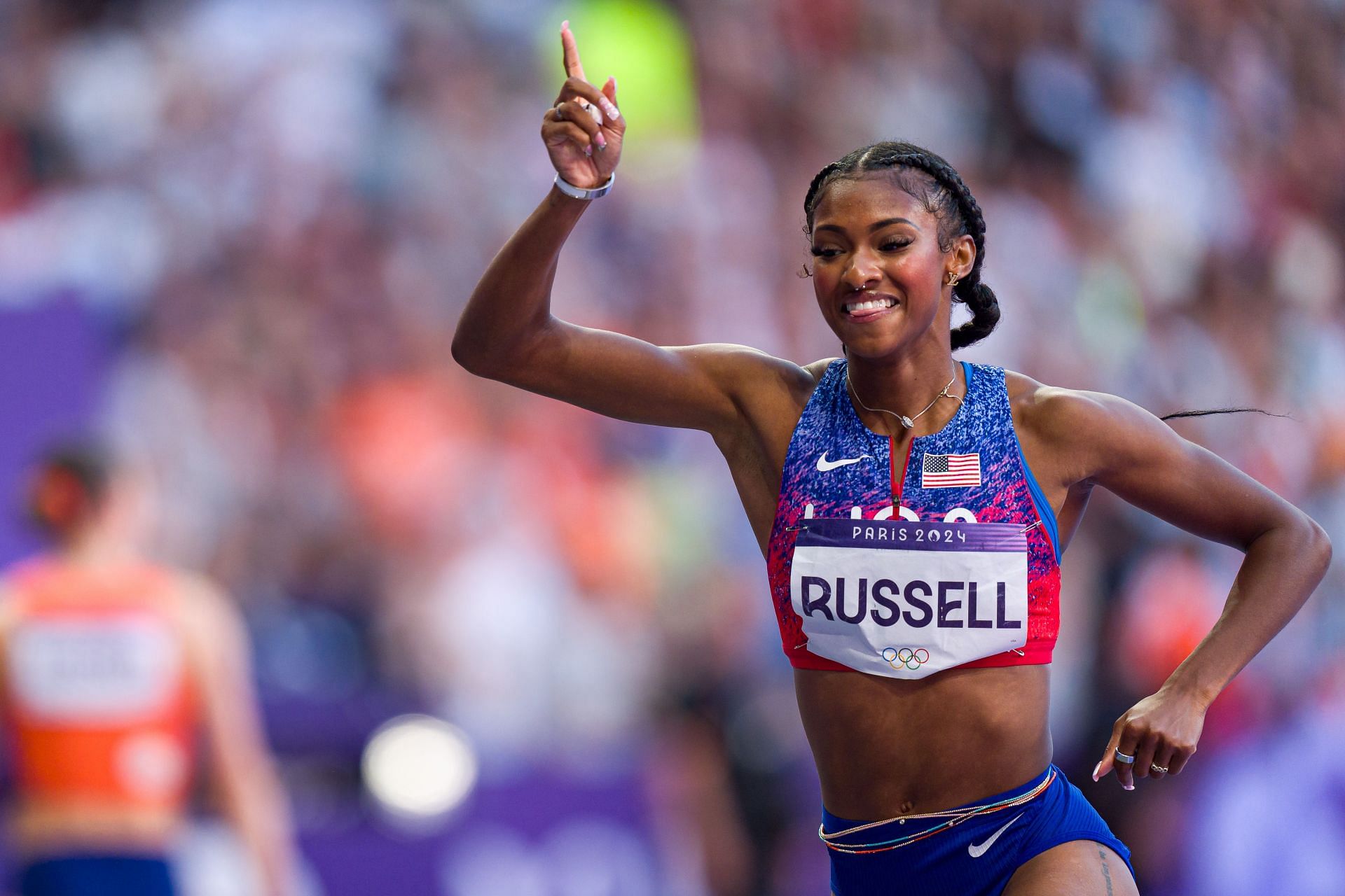 Masai Russell at the Paris Olympics 2024. (Photo by Andy Cheung/Getty Images)