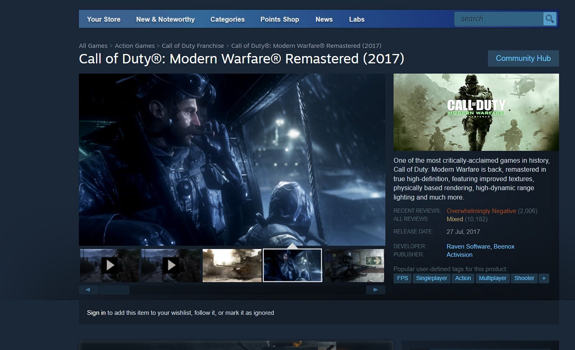 A still from Modern Warfare Remastered store page on Steam (Image via Activision/Steam)